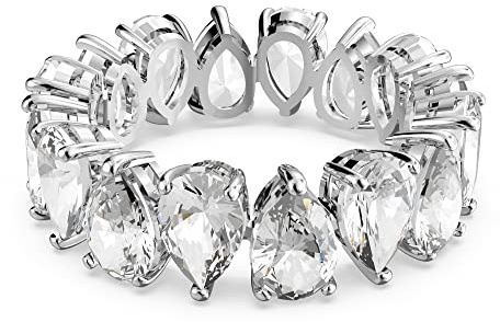 Swarovski Vittore Pear Ring, Rhodinierter Damenschmuck mit Funkelnden, Weißen Swarovski Kristallen
