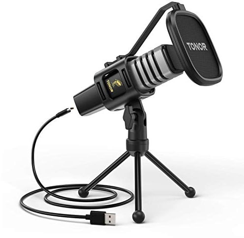 TONOR USB Kondensator Mikrofon, Nierencharakteristik Computer Mikrofon, Popfilter, für Konferenz, Streaming, Podcasting, Gaming, Twitch, für Laptop, Desktop PC, mit Desktop-Ständer, TC30