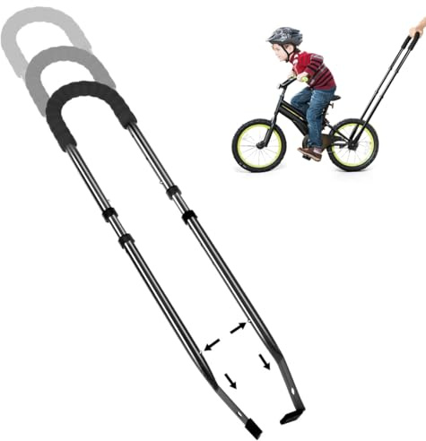 HANDSONIC Fahrradstange für Kinderfahrrad, Kinderfahrrad Schiebe und Fahrrad Fahren Lernhilfe Schubstange Rutschfester Sicherheitsgriff Fahrradstange