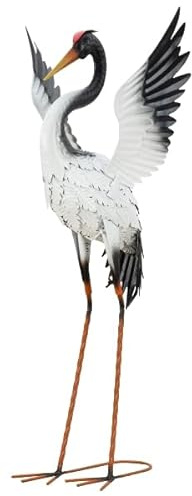 Geschenkestadl XXL Storch 82cm Metall Vogelfigur Teichfigur Haus Garten Dekoration, 882301