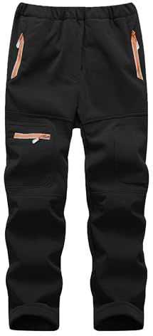 Yenwits Kinder Softshellhose gefüttert Skihose wasserdicht Thermohose Wanderhose Trekkinghose Schneehose Winter Outdoorhose Cargohose für Jungen und Mädchen