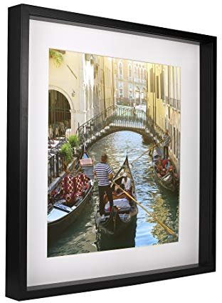 BD ART 50x50 cm groß Box 3D Objektrahmen Bilderrahmen mit Passepartout 40x40 cm, Schwarz Quadratische zum befüllen tiefer für objekte foto, suvenirs 3 cm für Wandbehang