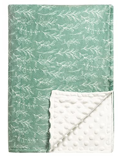 Green Sage Babydecke, Florale Minky Kleinkind Decke für Jungen Mädchen, Gepunktete Rückseite, doppellagig, Kinderbettdecke, für Kinderzimmer/Kinderwagen/Kleinkindbett/Autositz, 76,2 x 101,6 cm