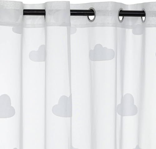 Atmosphera – Transparenter Kindergardine mit Wolkenmuster – Weiß – 140 x 240 cm – Lichtdurchlässig, mit Ösen – Für Kinderzimmer, Dekorative Gardine