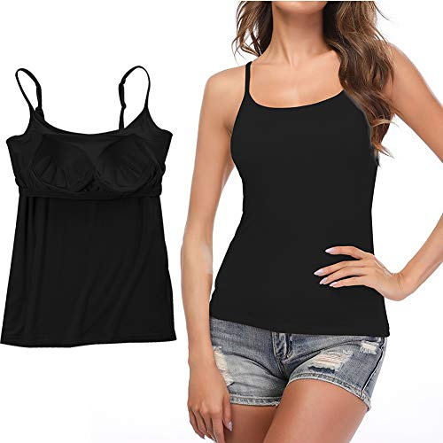 STARBILD Damen Unterhemd, S-4XL | Camisole mit integriertem BH, ärmellos, verstellbare Träger, schmale Passform, gepolstert, lässig, Büro, leicht, drahtlos