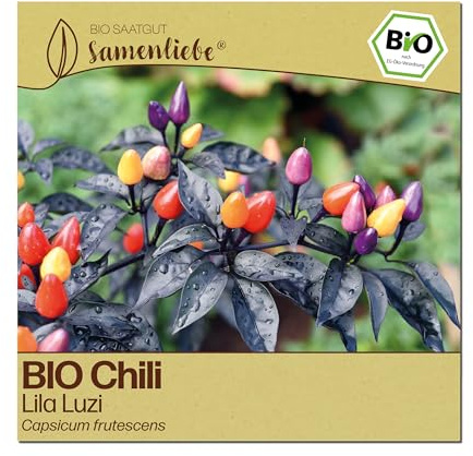 Samenliebe BIO Chili Samen | Lila Luzi - mini & scharf - samenfestes BIO Saatgut