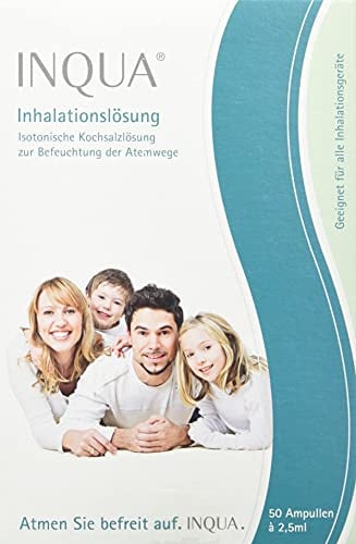INQUA® Inhalationslösung - Kochsalzlösung mit 0,9% NaCl, 50 x 2.5 ml | Isotone Salzlösung zur Befeuchtung der Atemwege. Für alle Altersgruppen. Steril und ohne Konservierungsmittel.