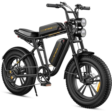 ENGWE E Bike Herren Elektrofahrräder-Ebike mit einem Akku/ 2 Akkus, E-Bike 20 * 4.0 Zoll Fette Reifen, Ebike Herren bis zu 75km/150km, Elektrofahrrad 7-Gang, M20 (Schwarz+26Ah, Amperestunden, 26)