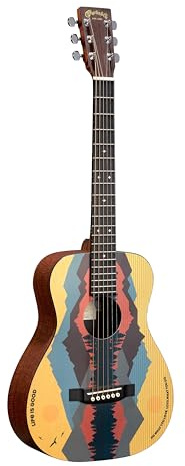 MARTIN LX1 Life is Good Special Edition, kompakte Akustikgitarre Little Martin, Oberseite aus massiver Sitka-Fichte, Custom Finish, mit Koffer