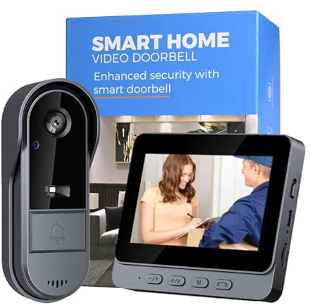 Winnes 1080P Video Türklingel mit Kamera kabellos, Sofort einsatzbereit, Zwei-Wege-Gespräch, Nachtversion,170° Weitwinkel, IP65 wasserdicht, Smart Video-Türsprechanlage kein Abonnement, kein APP