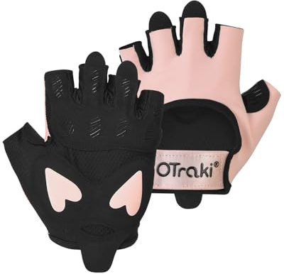 OTraki Sporthandschuhe Damen, Gym Handschuhe Damen Fitness Handschuhe Rosa Trainingshandschuhe mit Atmungsaktivem Silikon & Gepolsterter Handfläche für Gewichtheben, Kraftsport und Bodybuilding