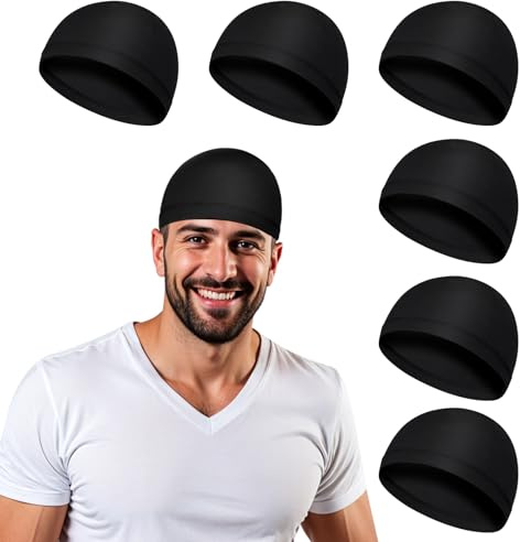 Telooco 6 Stück Skull Cap Herren Outdoor Kopfbedeckungen Atmungsaktive Mütze Unter Fahrradhelm Leicht Schlafmütze Herren Laufen Schweiß Kopfbedeckungen für Fitness Yoga Radfahren Totenkopf Mützen