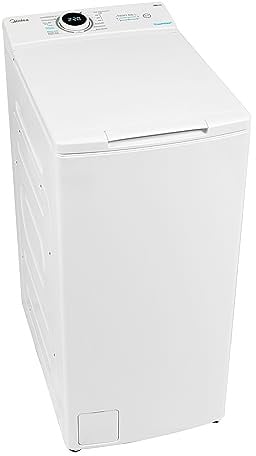 Midea Toplader Waschmaschine MF10ET80B / 8KG / A / 1300 U/min/BLDC Inverter Mortor/Dampffunktion/SoftOpener/XL Türöffnung/Kurz 15'&45' / Mehrere Temperaturoptionen/AquaStop, Weiß