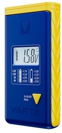 VARTA LCD Batterietester für AA/AAA/C/D/9V und Knopfzellen - Digitaler Batterie Tester mit Spannungsanzeige - Universal Prüfer für alle gängigen Batterietypen
