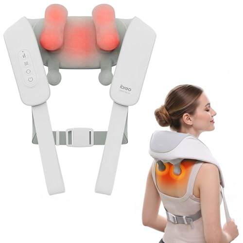 Schnurloses Shiatsu-Nacken-und Rückenmassagegerät mit Wärme | 10 Minuten x 12 Gebrauch, 3 Massagemodi und 2 Intensitätsstufen, 3D-Kneten tiefes Gewebe, Sprachansage