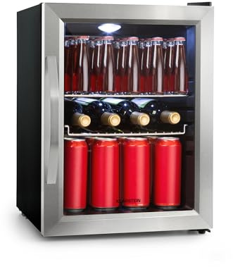 Klarstein Mini Kühlschrank mit Glastür, für Zimmer, Getränkekühlschrank Klein mit Verstellbaren Ablagen, 33 Liter, Indoor/Outdoor Kühlschrank Leise