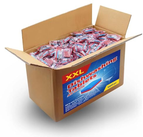 vidaXL 12-in-1 Geschirrspültabs 500 Stück, 9 kg, Multifunktionale Spülmaschinentabletten, phosphatfrei, Zitronenduft, entfernt Flecken und Kalk, Schutz für Glas und Edelstahl