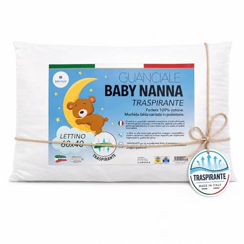 BabyTools Kinderkissen (100% Made IN Italy und Oeko-TEX®), Atmungsaktives, Milbendichtes Babykissen 40x60 Mit 100% Baumwollbezug, Baby Kissen 1, 2, 3 Jahre