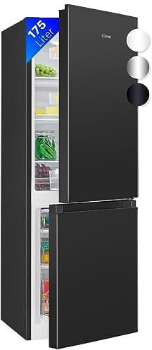 Bomann® Kühlschrank mit Gefrierfach | Energieklasse D | 143cm | Kühl Gefrierkombination leise 39 dB | 3 Ablagen & 3 Schubladen | Türanschlag wechselbar | 175L Kühlgefrierkombi | KG 322.1 schwarz
