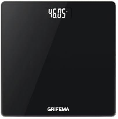 GRIFEMA GA2001-1 Personenwaage Digital, Waage Personen mit Hochpräzisions-Sensoren, Körperwaage mit Step-On-Technik, Schwarz