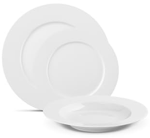 Gerlach 1760 Geschirrset - 18 Stück - Tafelservice 6 Personen - Teller Set - Porzellan Modern, Weiß