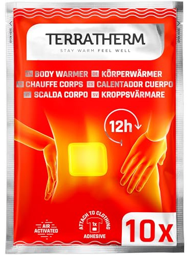 TerraTherm Wärmepflaster Rücken, Nacken und Schulter – 12h wohlige Tiefenwärme, Rückenwärmer – Körperwärmer selbstklebend und luftaktiviert - 10 Stück