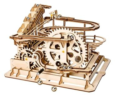 ROKR Kugelbahn Bausatz Murmeln holzbausatz Holzpuzzle für Erwachsene, LG501 | Waterwheel Coaster, 3D Puzzle Holz