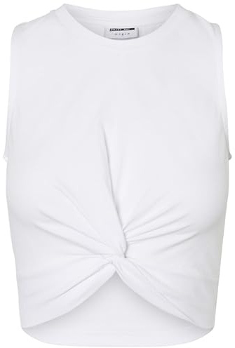 Noisy may Damen 3er Set Einfarbiges Crop Top Ärmelloses Oberteil mit Knoten-Detail Stretch NMTWIGGI