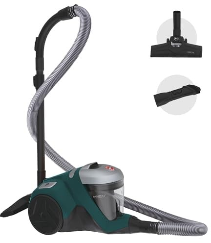 Hoover H-Power 300 Zylinder-Staubsauger – leistungsstarker Zyklon-Staubsauger, leicht, Lange Reichweite und extra dehnbarer Schlauch, perfekt für Treppen, Allergie-Hepa-H13-Filter, großes