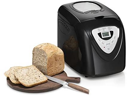 Princess Brotbackautomat 600 W Cool Touch, Kapazität von 680-900g, Digital-Timer und Warmhaltefunktion, ideal für Spezialdiäten oder bei Allergien, Krustenfarbe hell, mittel und dunkel, Schwarz