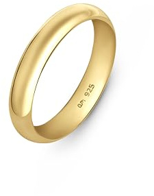 Amberta Damen Hochzeitsringe Silber 925 aus Vergoldet | Hochzeitsring Herren Silber | Ring Vergoldet Damen | Hochzeit Ringe Gold: Ring Damen Silber Ringgröße 58.9