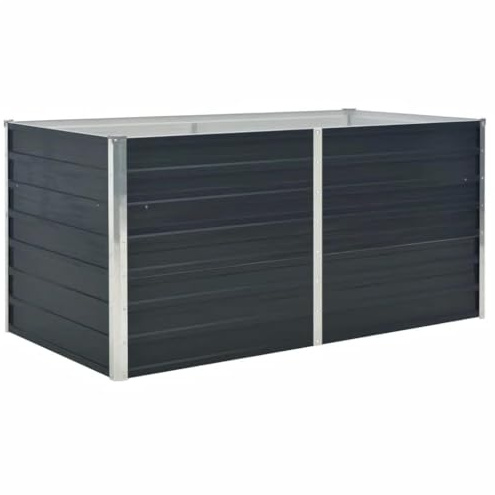 vidaXL Hochbeet aus verzinktem Stahl 160x80x77 cm, Anthrazit, wetterfest, Sicherheitskante faltbar, offenem Boden, DIY Pflanzkasten für Blumen und Gemüse, Garten oder Rasen