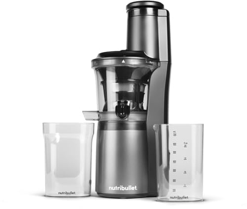 nutribullet Slow Juicer Entsafter, Kaltentsafter, Obst- und Gemüseextraktor, Fruchtsaftpresse, Täglicher Gebrauch, 1,8 L Fruchtfleischbehälter, schwarz, NBJ500