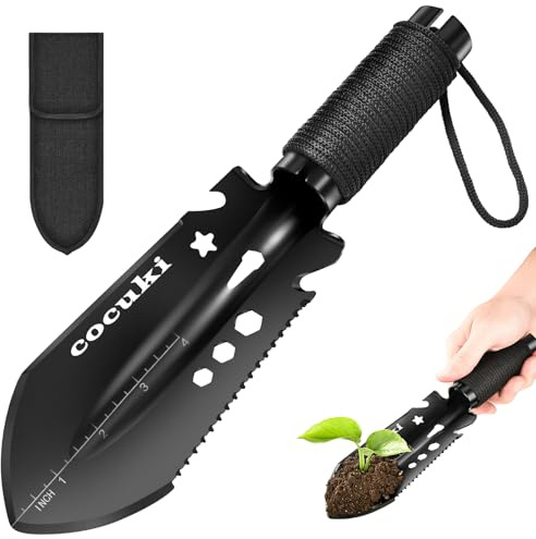 CoCuKi Mini Gartenschaufel, 9 in 1 Tragbar Ultraleichte Kleine Campingschaufeln mit Tragetasche, für Gartenarbeit Camping Strandwandern und Überleben