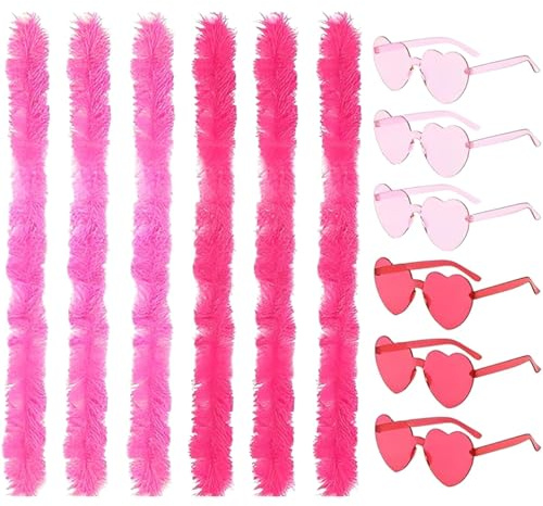 RQcMid Federboa, Federboa Bunt, 12-teiliges Set in Pink Und Rosé, 1,5 M Länge, Leichte Federn Für Kostüme Und Partys, Federboa Pink, Federboa Weiß