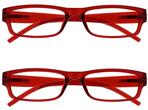 OPULIZE Die Lesebrille Unternehmen Rot Leicht Komfortables Leser Wert 2er-Pack Herren Frauen RR32-Z +2,50