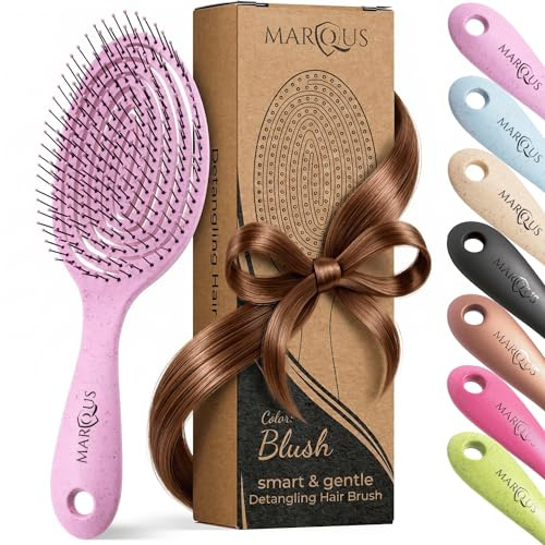 marQus Haarbürste ohne Ziepen mit einzigartiger Doppelspiralfeder und noch mehr Borsten zur optimalen Druckverteilung und Pflege, Entwirrbürste für jeden Haartyp, 1 Stück, Farbe Blush