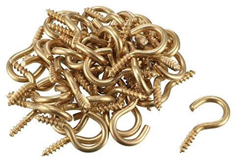 sourcing map 50 Stück Schraubhaken Ösen Haken Schrauben Sortiment Ösenhaken Set 1,9 mm Gewinde 16mm Länge