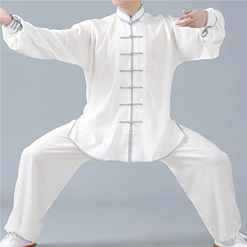 WoCOyo Tai Chi Anzug Freizeit Einfarbig Kampfkunst Anzug Unisex Sanft Baumwolle und Leinen Kung Fu und Tai Chi Uniform Traditionelle Chinesisch Kostüm für Meditation und Qigong,003,S