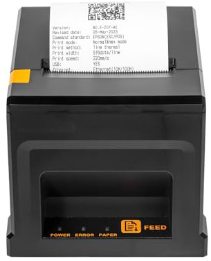 NetumScan 80 mm POS-Quittungsdrucker, 300 mm/s, USB-Thermo-Belegdrucker mit Auto-Cutter-Kassenschublade, USB-Ethernet-Schnittstelle, unterstützt Windows/Mac/Linux, Restaurant-Küchendrucker für ESC/POS