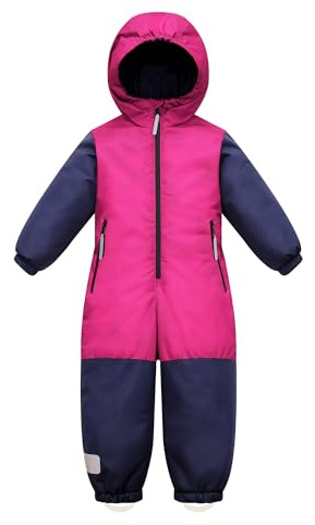Owntop Schneeanzug Kinder Unisex, Schneeoverall Mädchen Jungen, Winddicht Wasserdicht Skianzug mit Kapuze Reißverschluss 98-122