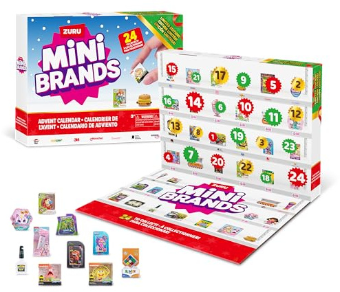 Mini Brands Adventskalender 2024 von ZURU Mini Brands Limitierte Edition Adventskalender mit 4 exklusiven Minis, Mystery Collectibles Toys kommt mit 24 Minis