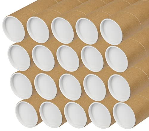 V1 TRADE Versandrolle 75cm ø7cm 20 Rollen – Praktisches Verpackungsmaterial mit Deckeln für Zeichnungen und Plakate – Sichere Verpackung fur DIN A1