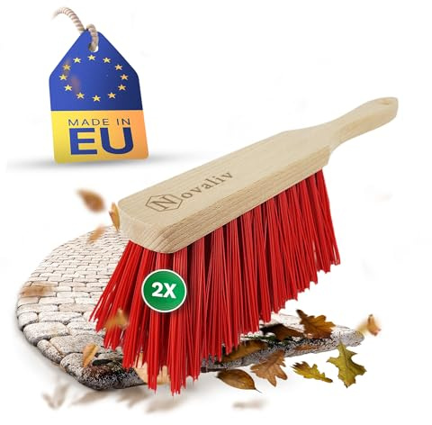 Novaliv 2X ELASTON Handfeger Draußen Handbesen Holz Kehrwisch Industriehandfeger Auto Schneebesen Holz Hand Brush Handfeger Grob Camping Besen Vorzeltteppich Wohnwagen Feger Straßebesen