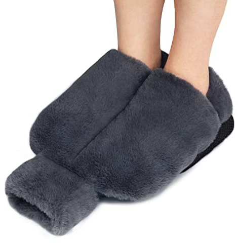 Tgkoddo Fußwärmer Ohne Strom, 2L Groß Wärmflasche füße, 2 in 1 Fußwärmflasche für Damen/Herren/Erwachsene, Super Weich und Warm Fußheizung Pads für die Kalte Füße im Winter (Grau,36x30cm)