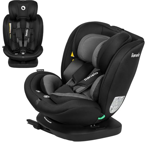Lionelo Bastiaan i-Size 360° drehbarer Kindersitz Gruppe 0/1/2/3, 0-36 kg, 40-150 cm, 0-12 Jahre, ISOFIX+Top Tether, R129 zertifiziert, Seitenaufprallschutz, Memory-Foam Kopfstütze, Dri-Seat Einsatz