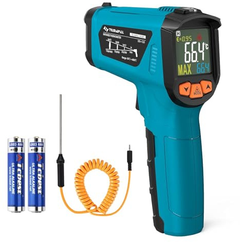 Infrarot Thermometer(nicht für Menschen) -50°C bis 800°C Tilswall IR Digital Laser Temperaturmessgerät mit Kochen LCD Display für Kochen/Barbecue/Pizza Oven/Gefrierschrank/Industrie