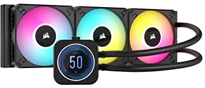 Corsair iCUE H150i Elite LCD XT Flüssig-CPU-Kühler - IPS-LCD-Bildschirm - DREI AF120 RGB Elite-Lüfter - 360-mm-Radiator - Intel LGA 1700, AMD AM5 Und Mehr - Inklusive iCUE Commander CORE - Schwarz