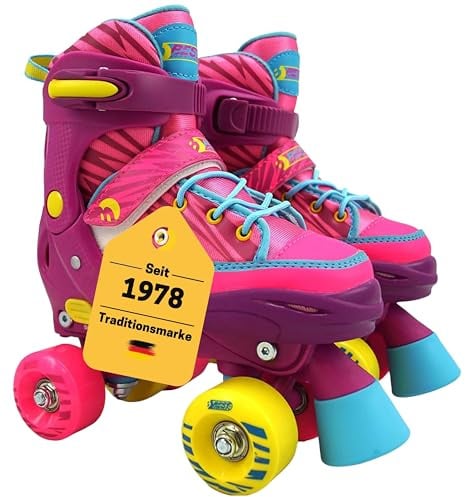Best Sporting Rollschuhe Kinder I Rollschuhe größenverstellbar 28-31 I robuste Inliner für Kinder mit Bremse I Jeans - Pink I Rollerskates Schuhe Kinder I Inliner mit 4 Rollen