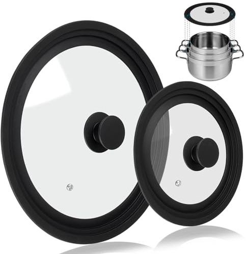 Akicderu Universaldeckel, Pfannendeckel, Glasdeckel für 16/18/20 cm und 24/26/28 cm Töpfe und Pfannen, Topfdeckel für vielseitiges Kochen